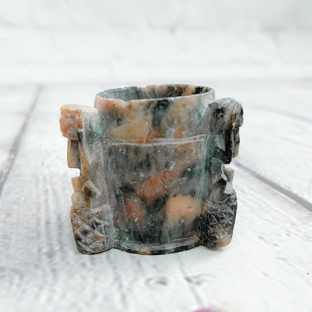 Vtg Carved Soapstone Monkey Hear See Speak No Evil Souvenir Toothpick Holder